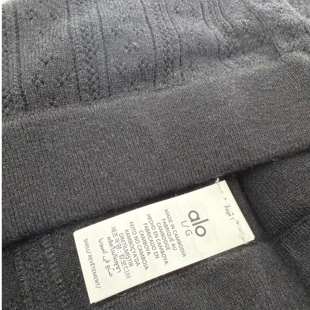 Alo Yoga Black Pointelle Sweater Be Mine Bra Size L